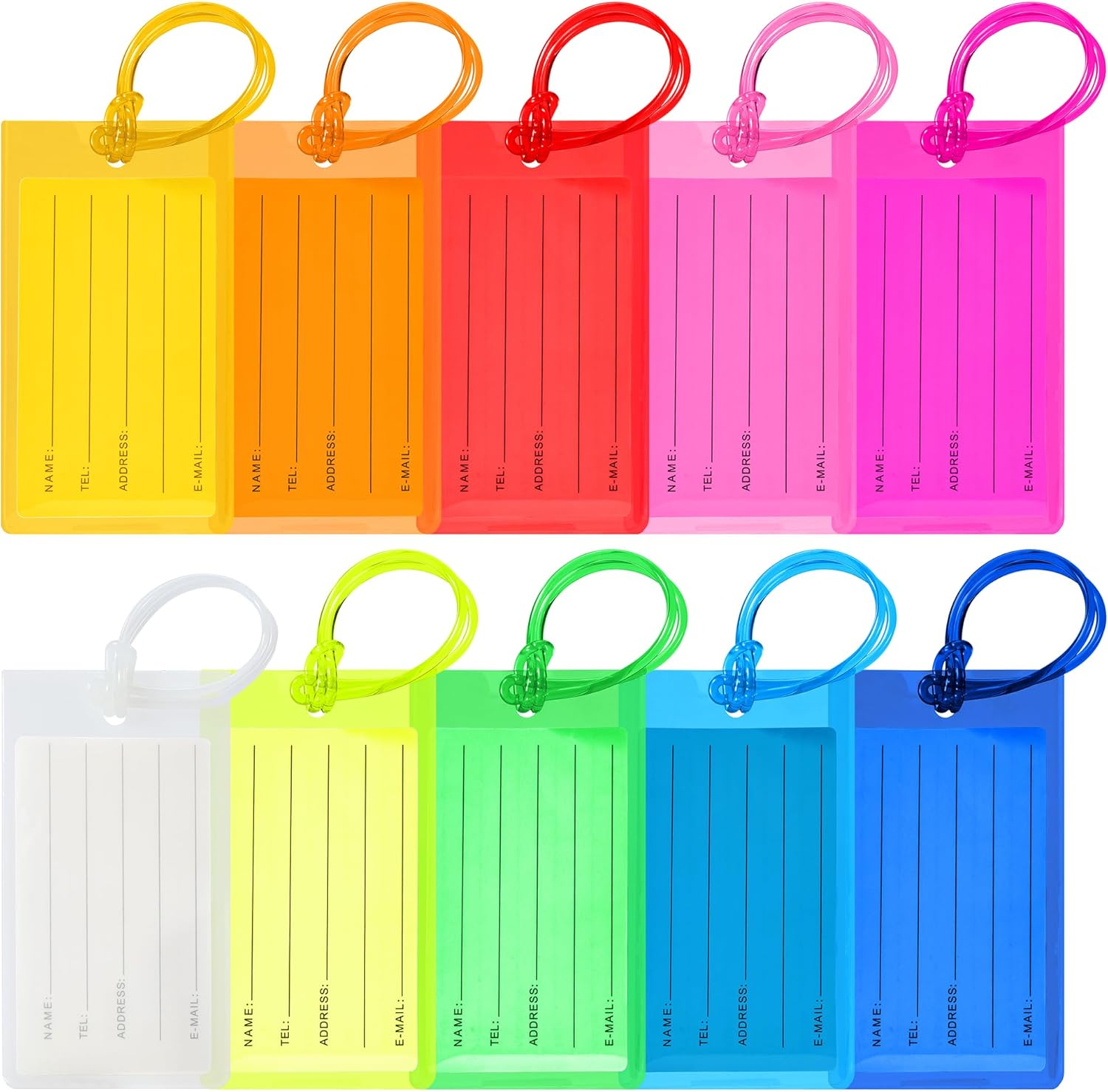 10 Pack Luggage Tags Suitcases PVC Travel Bag & Baggage ID Label Tags Travel Essentials by Sodsay