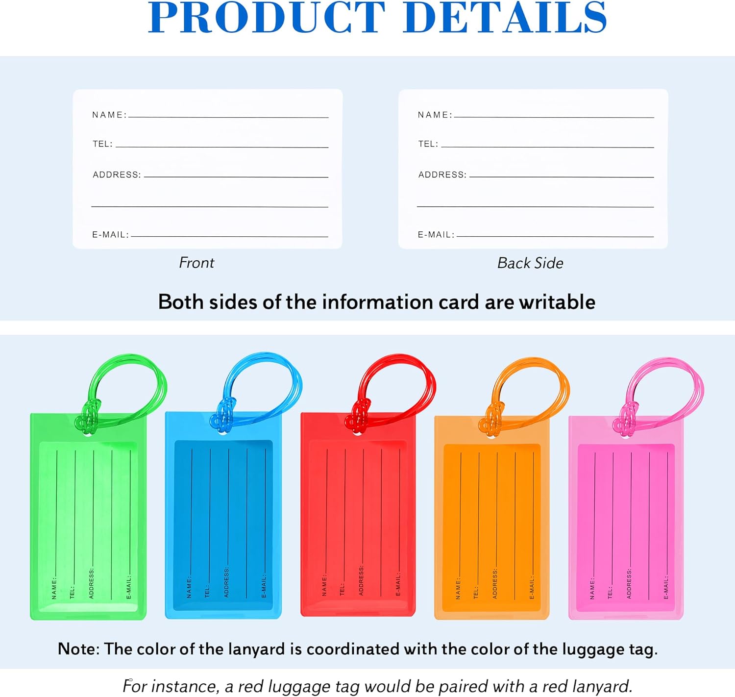 10 Pack Luggage Tags Suitcases PVC Travel Bag & Baggage ID Label Tags Travel Essentials by Sodsay - Image 8