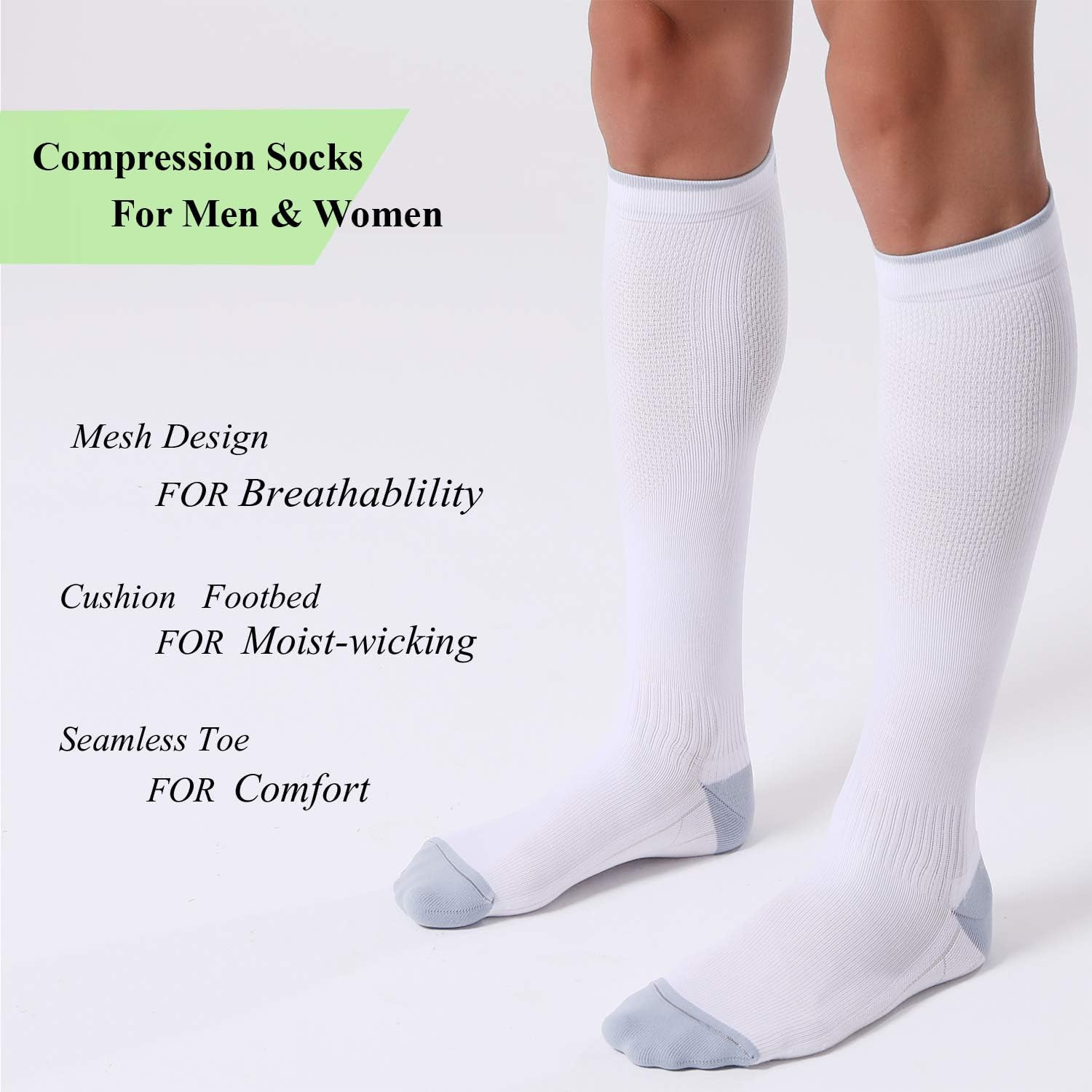 3 Pairs Compression Socks for Women and Men 20-30mmHg-Circulation Support Socks - Image 3