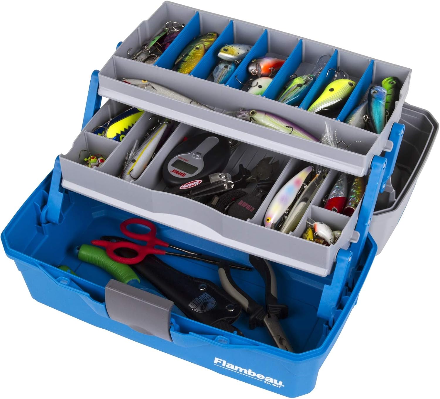 Flambeau Outdoors 6382TB 2-Tray - Classic Tray Tackle Box - Blue/Gray - Image 5