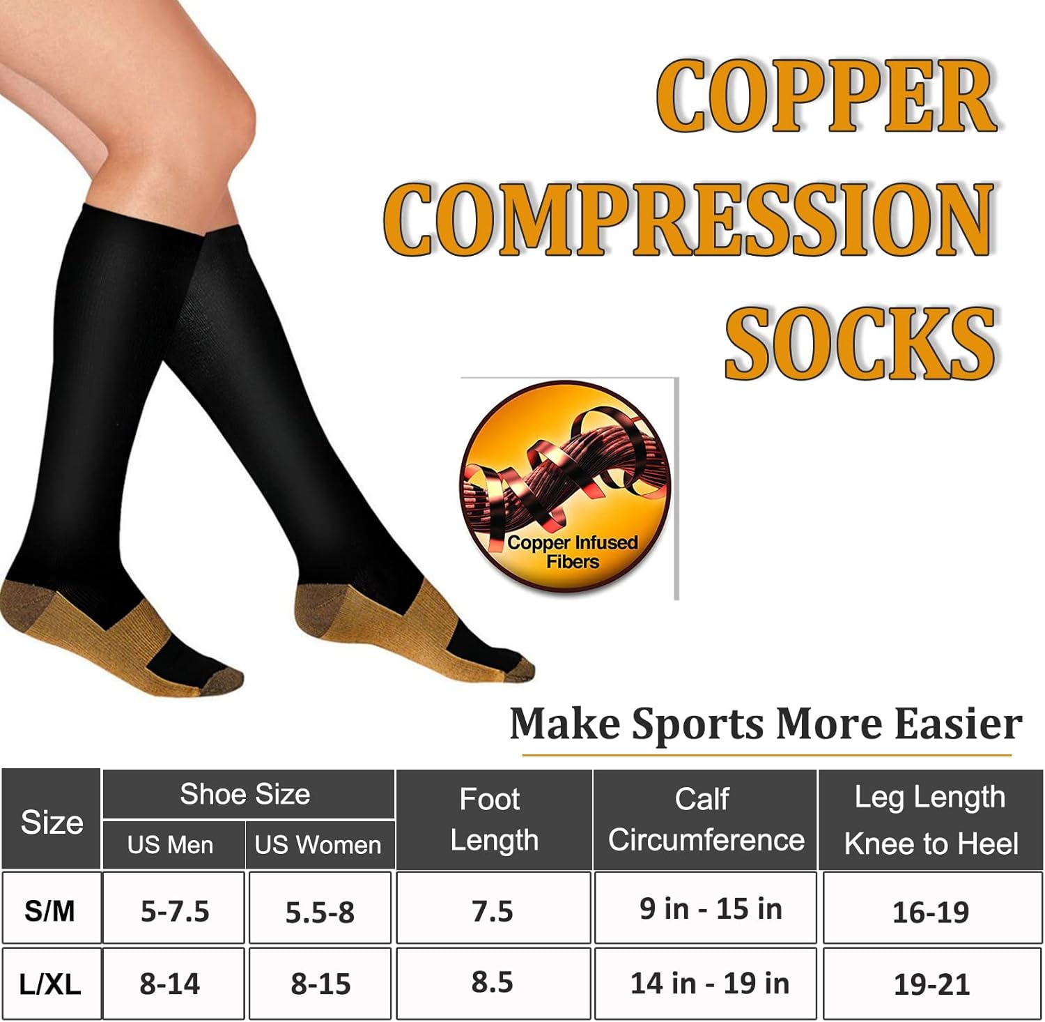 3 Pack Copper Compression Socks - Compression Socks Women & Men Circulation - Best for Medical,Running,Athletic - Image 6