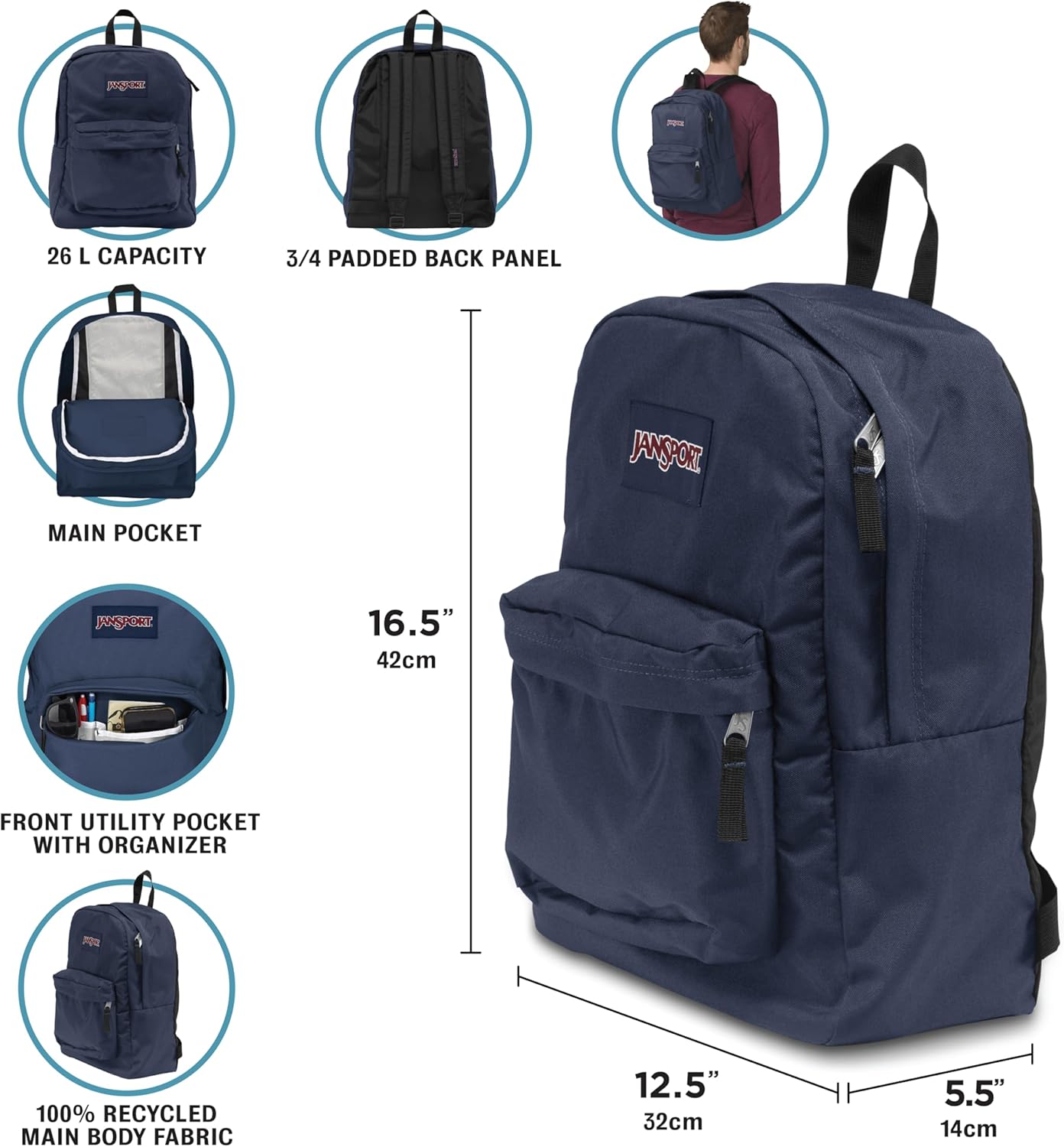 JanSport SuperBreak One School Backpack, Black - Image 4