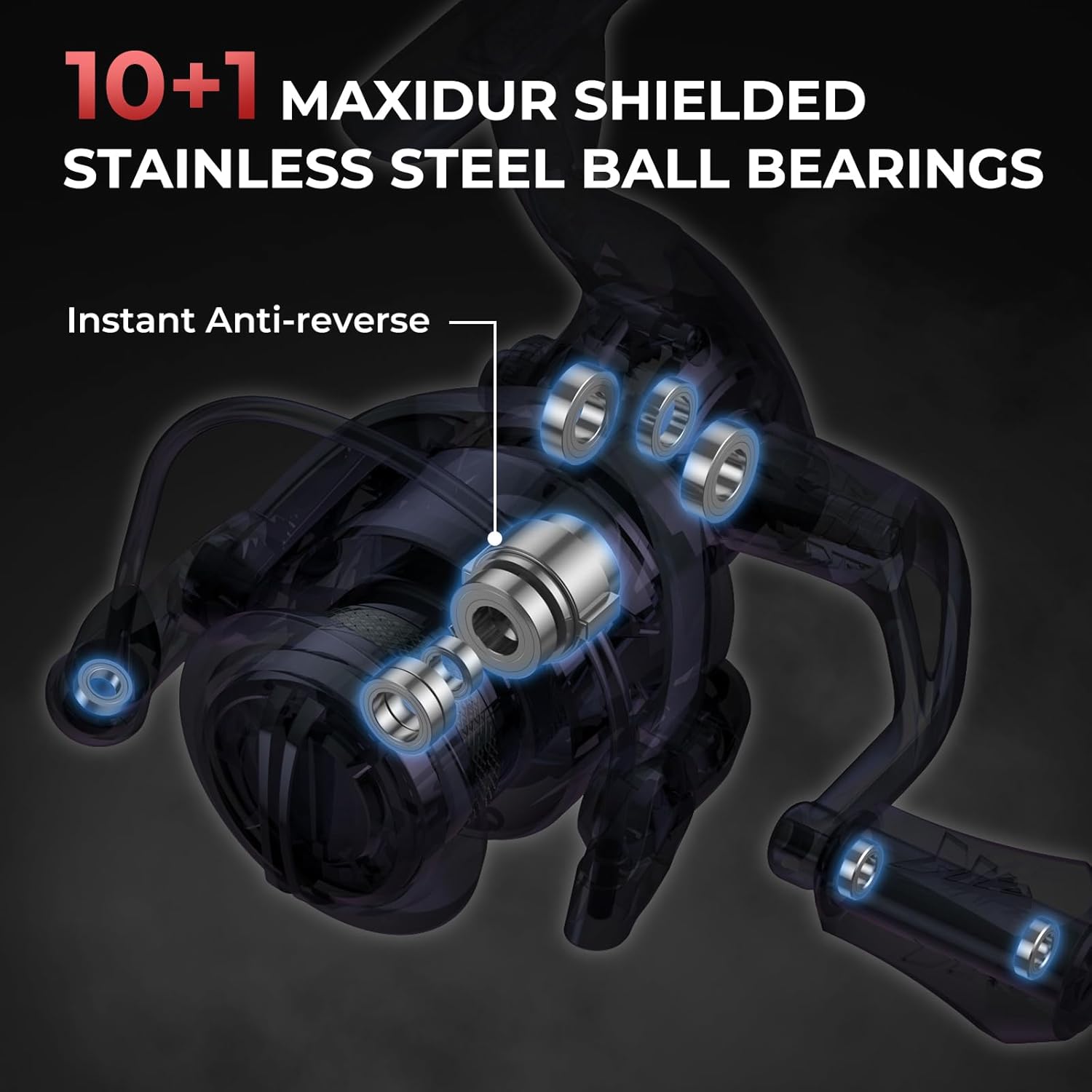 KastKing Sharky III Fishing Reel - New Spinning Reel - Carbon Fiber 39.5 LBs Max Drag - 10+1 Stainless BB for Saltwater or Freshwater - Oversize Shaft - Super Value! - Image 6