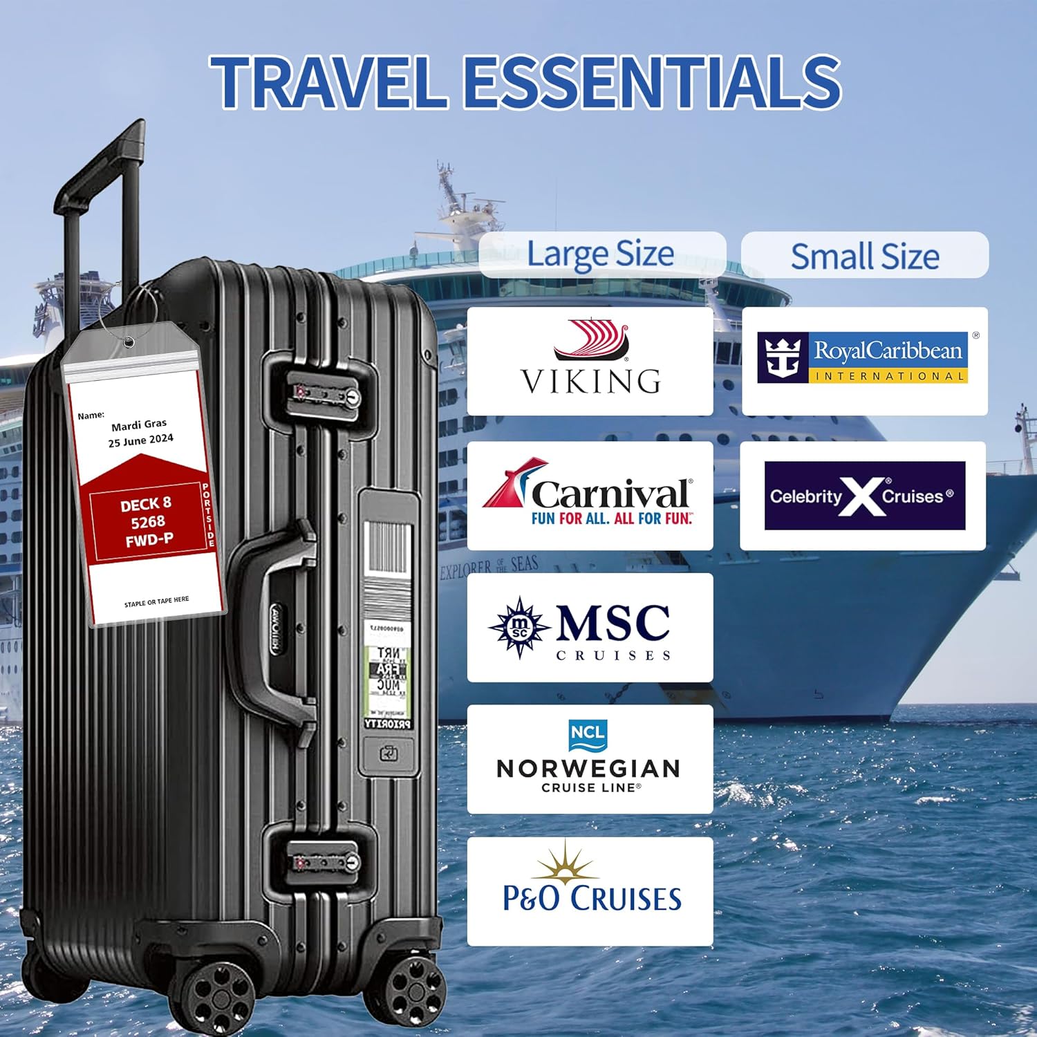 Luggage Tags for Cruise Ship Essentials for NCL, Princess, Carnival, Royal Caribbean and Celebrity Cruise Necessities by SEAVILIA - Image 3