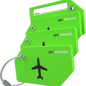 Untethered 4-Pack Luggage Tag Set | Luggage Tags, Luggage Tags for Suitcases, Bag Tag, Luggage Tags 4 Pack, Suitcase Tags, Identifiers Travel Bag Tags for Luggage, Name Travel Tags for Luggage